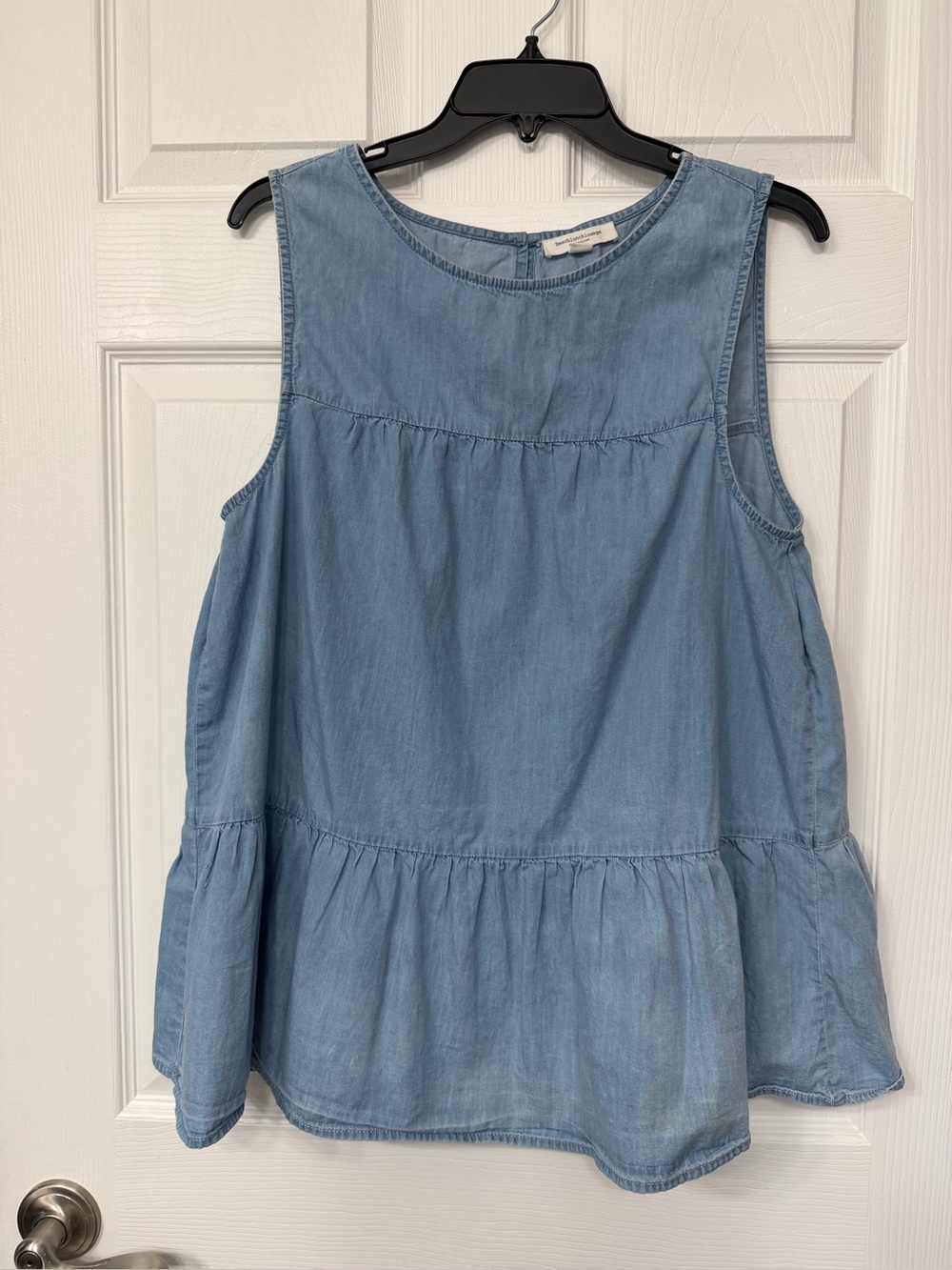 beachlunchlounge Light Blue Denim Peplum Tank Top